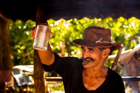 Sugar cane farmer in Valle de los Ingenios, portrait with hat, Trinidad, Cuba, Sancti Spíritus,