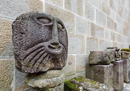 Art in the cloister of Braga Cathedral, Braga, Braga district, Portugal, Europe, aerial view,