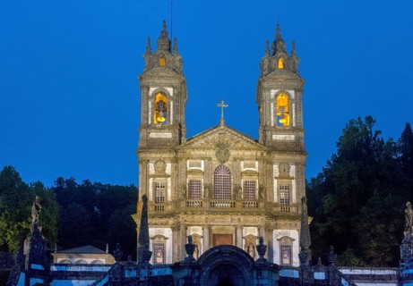 Bom Jesus do Monte, blue hour, night shot, pilgrimage church of Braga, Braga, Braga district,