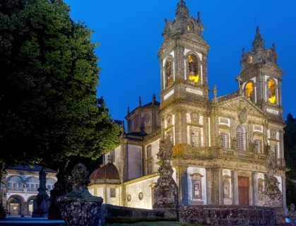 Bom Jesus do Monte, blue hour, night shot, pilgrimage church of Braga, Braga, Braga district,