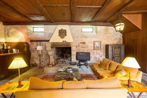 Fireplace room, Casa de Sezim, Grande Escolha winery in the Minho region, the garden of Portugal,
