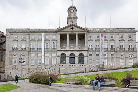 Stock Exchange Palace, Palácio da Bolsa, Oporto, Porto District, Portugal, Europe, aerial view,