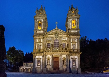 Bom Jesus do Monte, blue hour, night shot, pilgrimage church of Braga, Braga, Braga district,