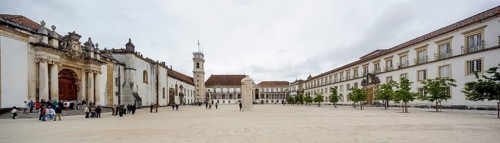 Panoramic view of the university square, University of Coimbra, Coimbra, Coimbra district,