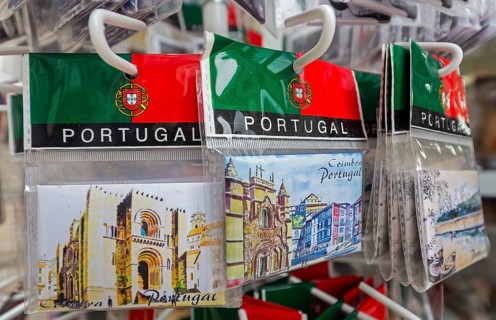 Souvenirs of Coimbra, Coimbra, Coimbra district, Portugal, Europe, aerial view, birds-eyes view,
