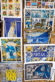 Postcards of Coimbra at a postcard stand, Coimbra, Coimbra district, Portugal, Europe, aerial view,