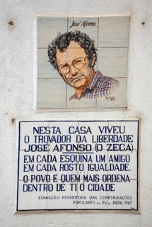 Artist and political singer Jose Alfonso, painted tiles, azulejos, old town of Coimbra, Coimbra,
