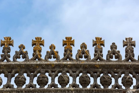 Maltese crosses on the fortress of Tomar, Castle of the Knights Templar, Templars, UNESCO cultural