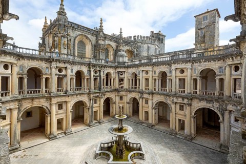 Great Cloister of Diogo do Torralva, Panorama, Fortress of Tomar, Castle of the Knights Templar,