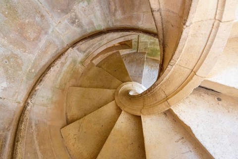 Spiral staircase, Corner staircase of the Great Cloister of Diogo do Torralva, Panorama, Fortress