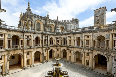 Great Cloister of Diogo do Torralva, Panorama, Fortress of Tomar, Castle of the Knights Templar,