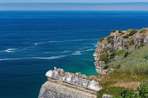 View of the city and bay of Nazaré, Nazaré, Leiria district, Portugal, Europe, Nazaré, aerial view,