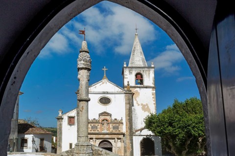 Church of Santa Maria, picturesque small town of Obidos, Ãbidos, Leiria district, Portugal, Europe,
