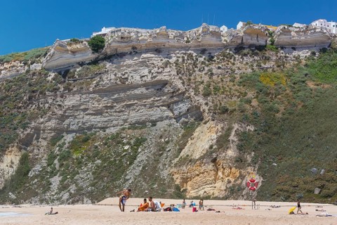 Nazaré, Leiria district, Portugal, Europe, Nazaré, aerial view, birds-eyes view, Travel, travel
