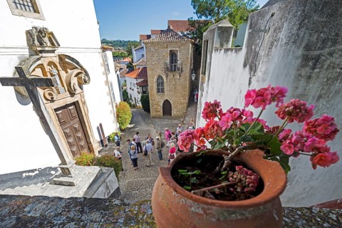 Picturesque alley in the small town of Obidos, Ãbidos, Leiria district, Portugal, Europe, Óbidos,