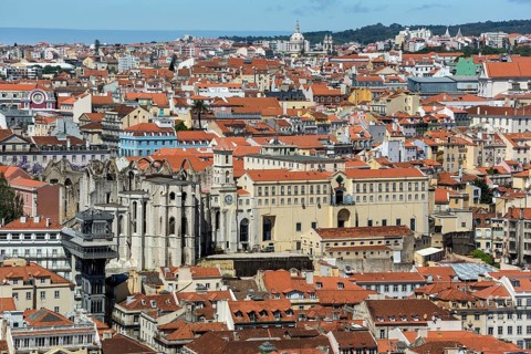 View of the most famous lift in Portugal Elevador do Município or Elevador da Biblioteca and