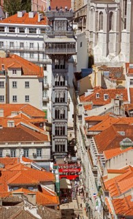 View of the most famous lift in Portugal Elevador do Município or Elevador da Biblioteca and