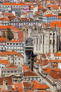View of the most famous lift in Portugal Elevador do Município or Elevador da Biblioteca and