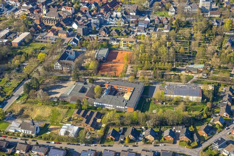 Aerial view, Förderzentrum Nord Schule, Auf den Äckern, Bork, Selm, Münsterland, North