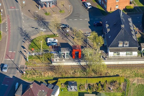 Aerial view, Selm-Beifang station, Beifang, Selm, Münsterland, North Rhine-Westphalia, Germany,