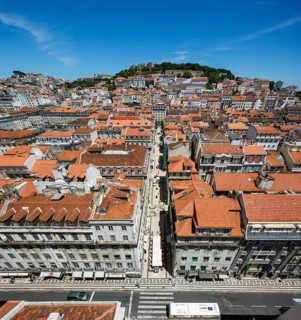 View from Portugal's most famous lift Elevador do Município or Elevador da Biblioteca and Elevador