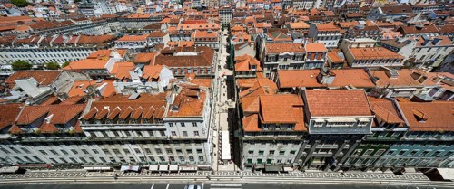 View from Portugal's most famous lift Elevador do Município or Elevador da Biblioteca and Elevador