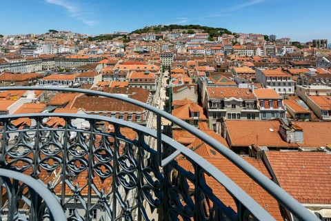 View from the most famous lift in Portugal Elevador do Município or Elevador da Biblioteca and