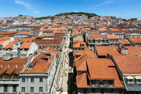 View from the most famous lift in Portugal Elevador do Município or Elevador da Biblioteca and