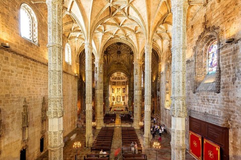 Nave, Mosteiro dos Jerónimos, UNESCO World Heritage Site, Lisbon, Lisbon District, Portugal