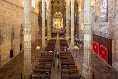 Nave, Mosteiro dos Jerónimos, UNESCO World Heritage Site, Lisbon, Lisbon District, Portugal