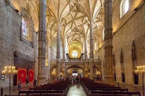Nave, Mosteiro dos Jerónimos, UNESCO World Heritage Site, Lisbon, Lisbon District, Portugal