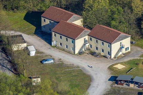 Aerial view, accommodation Auf dem Südfeld, Bork, Selm, Münsterland, North Rhine-Westphalia,