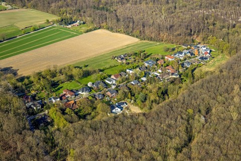 Aerial view, forest settlement residential area Baltimora, Cappenberg, Selm, Münsterland, North