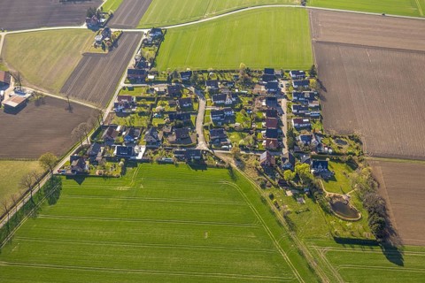 Aerial view, residential area, residential estate Schorfheide, Bork, Selm, Münsterland, North