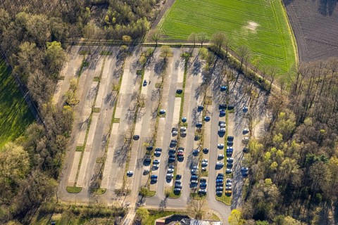 Aerial view, main car park LAFP School North Rhine-Westphalia (State Office for Training, Further