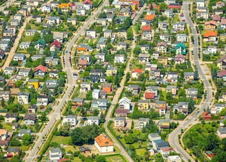 Single-family houses, rows of houses, Starogard GdaÅski, Prussian Stargard, pomorskie, Poland,