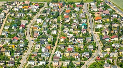 Single-family houses, rows of houses, Starogard GdaÅski, Prussian Stargard, pomorskie, Poland,