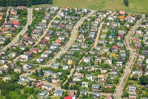 Single-family houses, rows of houses, Starogard GdaÅski, Prussian Stargard, pomorskie, Poland,