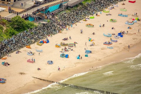 UnieÅ'cie, nest, West Pomerania, sandy beach, fishing boats, beach life, Baltic Sea coast,