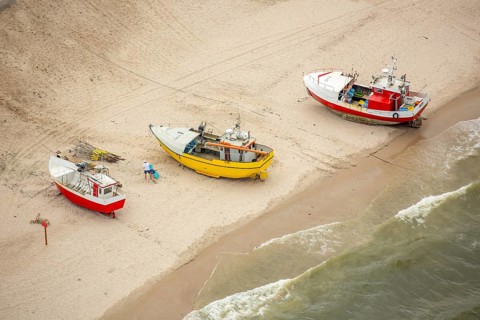 UnieÅ'cie, nest, West Pomerania, sandy beach, fishing boats, beach life, Baltic Sea coast,
