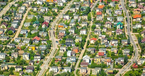 Single-family houses, rows of houses, Starogard GdaÅski, Prussian Stargard, pomorskie, Poland,
