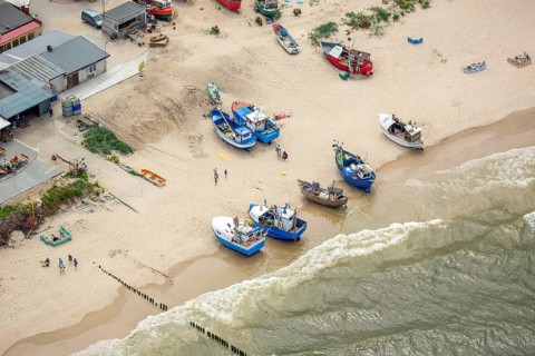 UnieÅ'cie, nest, West Pomerania, sandy beach, fishing boats, beach life, Baltic Sea coast,