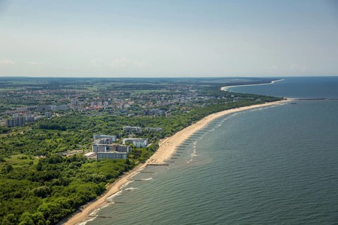 Sandy beach beach, beach chairs, KoÅ'obrzeg, Baltic Sea coast, holiday region, Województwo