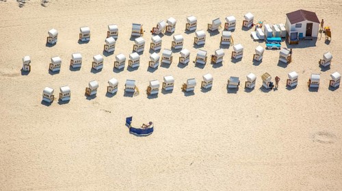 Sandy beach beach, beach chairs, KoÅ'obrzeg, Baltic Sea coast, holiday region, Województwo