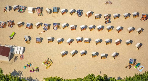 Sandy beach beach, beach chairs, KoÅ'obrzeg, Baltic Sea coast, holiday region, Województwo