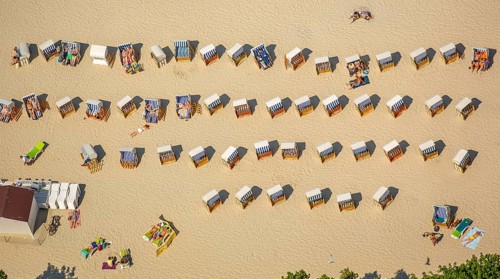 Sandy beach beach, beach chairs, KoÅ'obrzeg, Baltic Sea coast, holiday region, Województwo