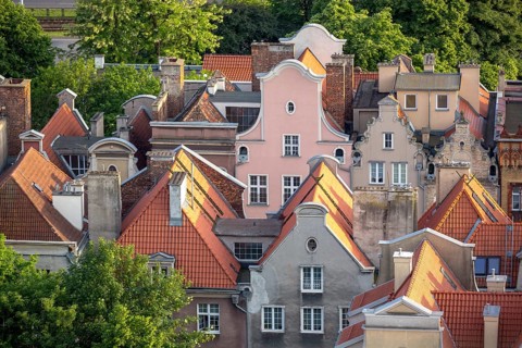 GdaÅsk, view from St. Mary's Church, gabled merchants' houses, GdaÅsk city, Old Town of GdaÅsk,