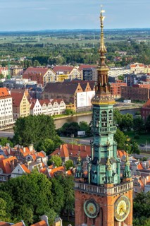 GdaÅsk, view from St. Mary's Church, tower of the town hall, Old Town of Gdansk, Gdansk, Baltic Sea