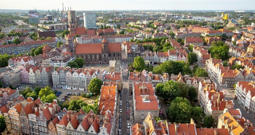 GdaÅsk, view from St. Mary's Church, gabled merchants' houses, GdaÅsk city, Old Town of GdaÅsk,