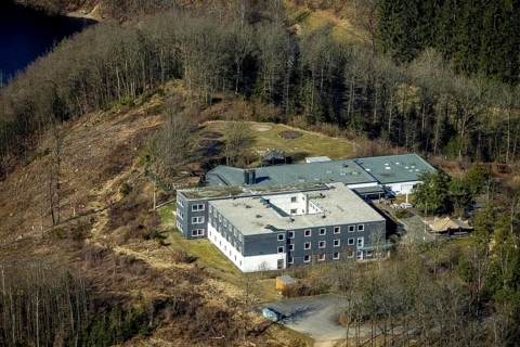 Aerial photo, DJH Youth Hostel Biggesee, Eichhagen, Olpe, Sauerland, North Rhine-Westphalia,